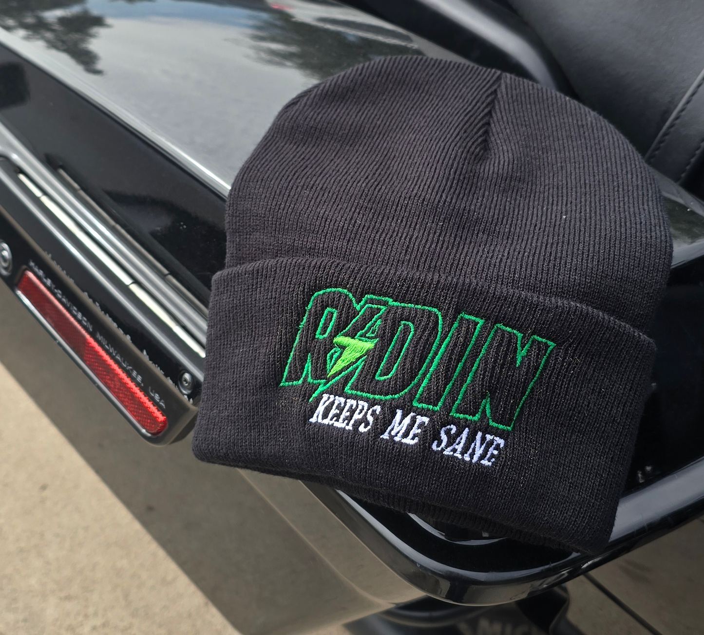 Embroidered Beanie Black